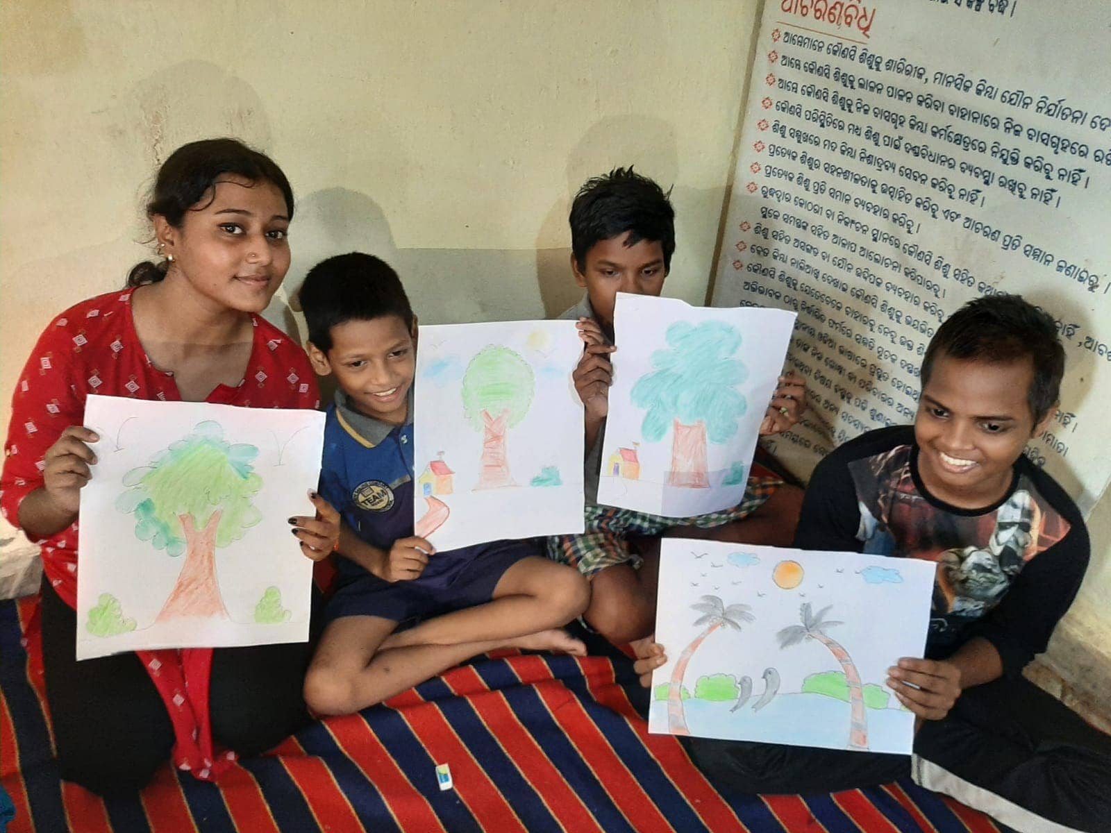 Children smiling during a storytelling session
